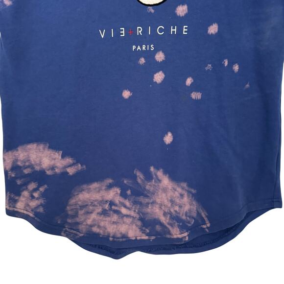 Vie Richie Paris Mens M Cartoon Dog Short Sleeve Sweater Top Bleached Streetwear - Picture 4 of 9